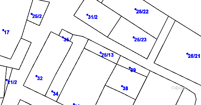 Parcela st. 25/13 v KÚ Dobelice, Katastrální mapa