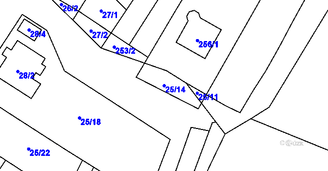 Parcela st. 25/14 v KÚ Dobelice, Katastrální mapa