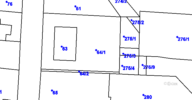 Parcela st. 64/1 v KÚ Dobelice, Katastrální mapa