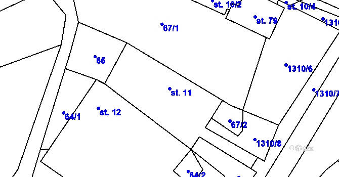 Parcela st. 11 v KÚ Dobešov u Černovic, Katastrální mapa