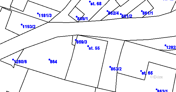 Parcela st. 55 v KÚ Dobešov u Černovic, Katastrální mapa