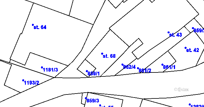 Parcela st. 68 v KÚ Dobešov u Černovic, Katastrální mapa