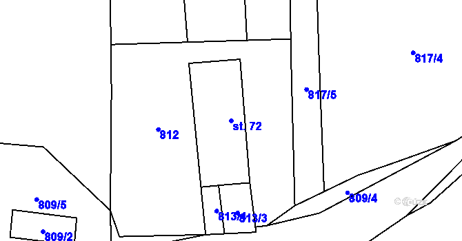 Parcela st. 72 v KÚ Dobešov u Černovic, Katastrální mapa