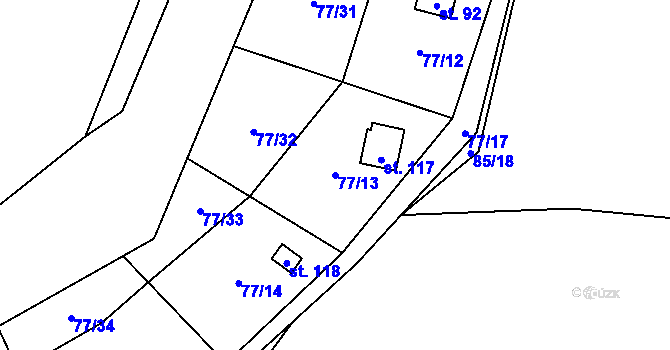 Parcela st. 77/13 v KÚ Dobešov u Černovic, Katastrální mapa