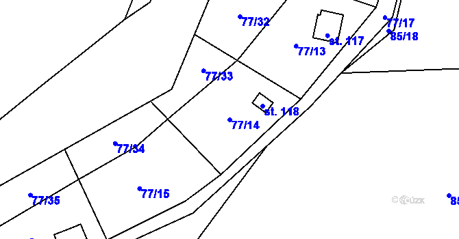 Parcela st. 77/14 v KÚ Dobešov u Černovic, Katastrální mapa