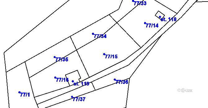 Parcela st. 77/15 v KÚ Dobešov u Černovic, Katastrální mapa