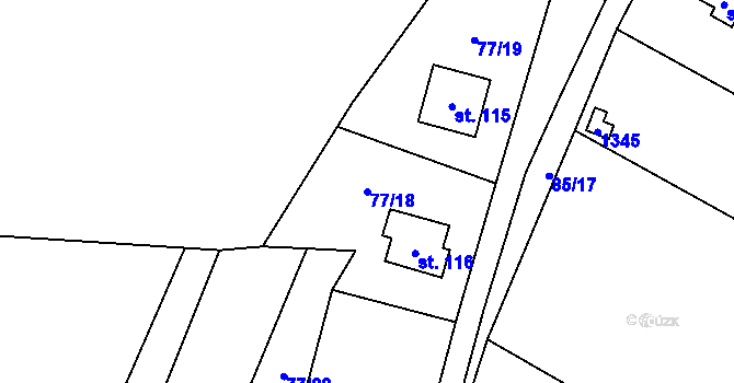 Parcela st. 77/18 v KÚ Dobešov u Černovic, Katastrální mapa