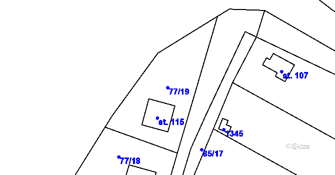 Parcela st. 77/19 v KÚ Dobešov u Černovic, Katastrální mapa