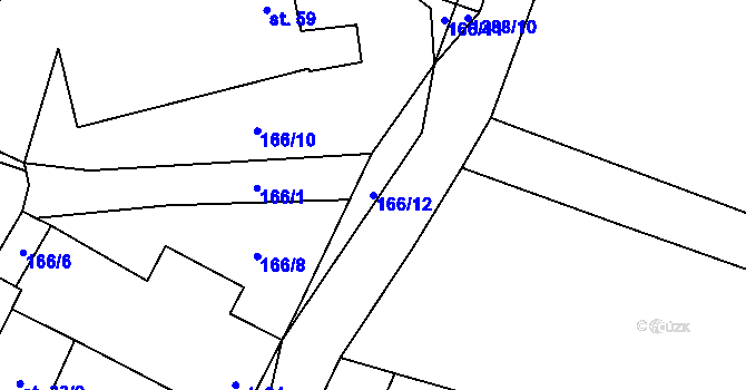 Parcela st. 166/12 v KÚ Dobešov u Černovic, Katastrální mapa