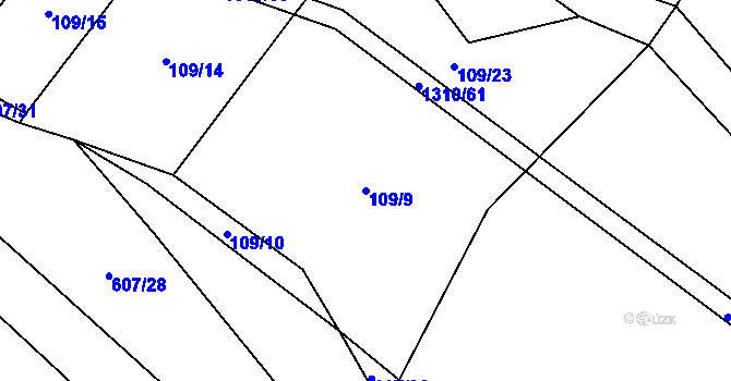 Parcela st. 109/9 v KÚ Dobešov u Černovic, Katastrální mapa