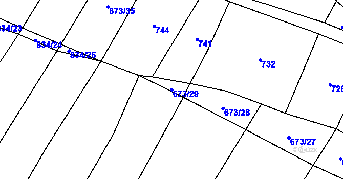 Parcela st. 673/29 v KÚ Dobešov u Černovic, Katastrální mapa