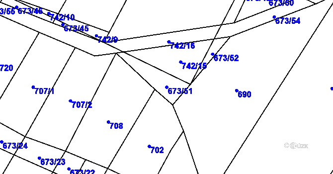 Parcela st. 673/51 v KÚ Dobešov u Černovic, Katastrální mapa