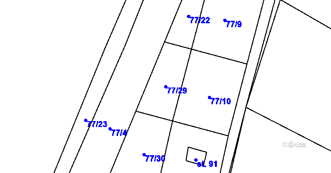 Parcela st. 77/29 v KÚ Dobešov u Černovic, Katastrální mapa