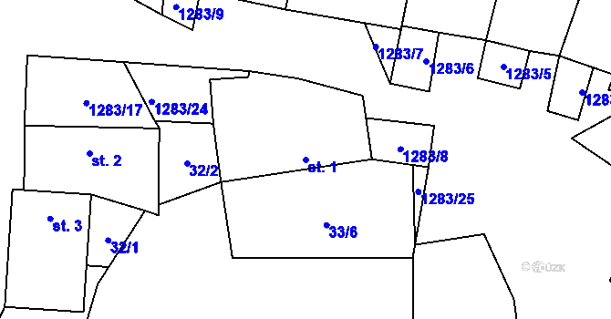 Parcela st. 1 v KÚ Vlkosovice, Katastrální mapa