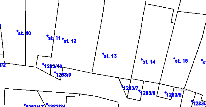 Parcela st. 13 v KÚ Vlkosovice, Katastrální mapa