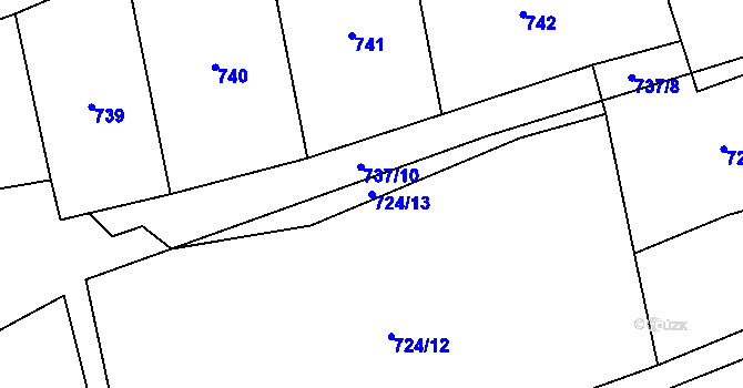 Parcela st. 724/13 v KÚ Vlkosovice, Katastrální mapa