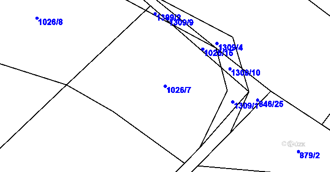 Parcela st. 1026/7 v KÚ Vlkosovice, Katastrální mapa