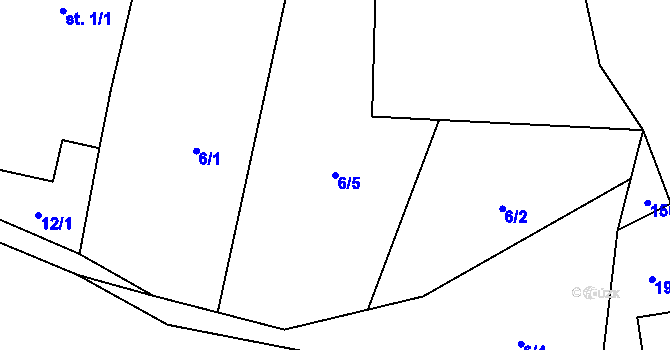 Parcela st. 6/5 v KÚ Dobešov, Katastrální mapa