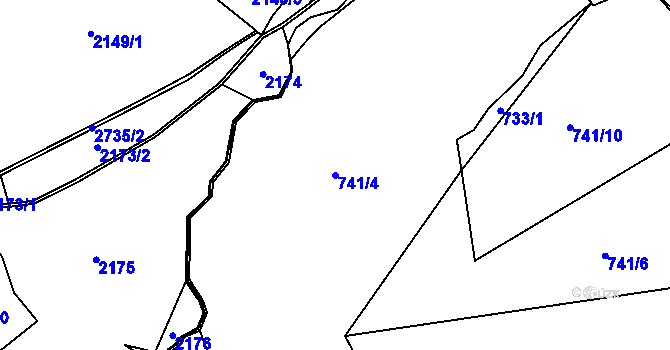 Parcela st. 741/4 v KÚ Dobešov, Katastrální mapa