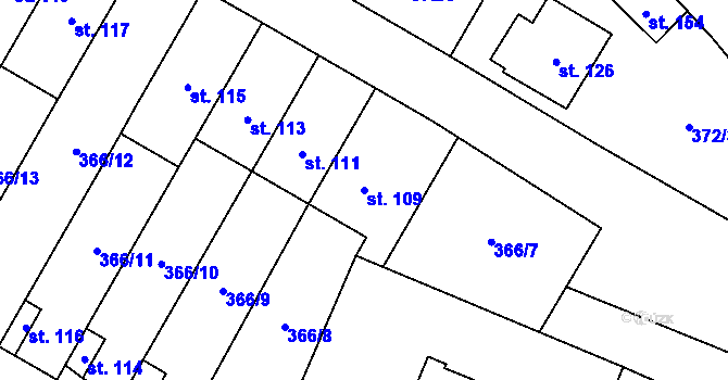 Parcela st. 109 v KÚ Stará Dobev, Katastrální mapa