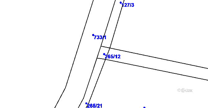Parcela st. 265/12 v KÚ Stará Dobev, Katastrální mapa