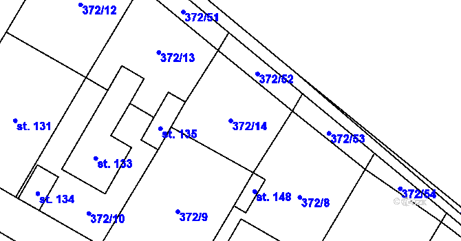 Parcela st. 372/14 v KÚ Stará Dobev, Katastrální mapa