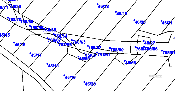 Parcela st. 768/62 v KÚ Stará Dobev, Katastrální mapa