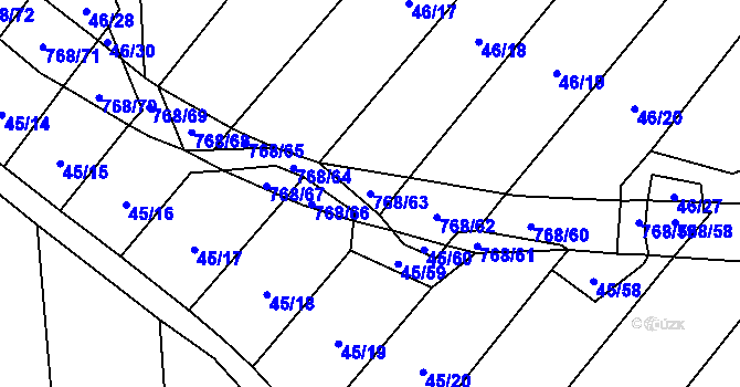Parcela st. 768/63 v KÚ Stará Dobev, Katastrální mapa