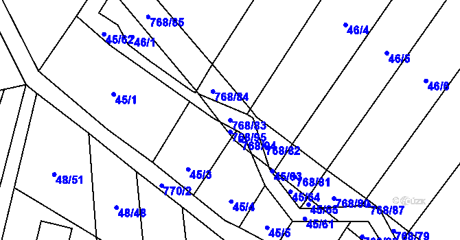 Parcela st. 768/83 v KÚ Stará Dobev, Katastrální mapa