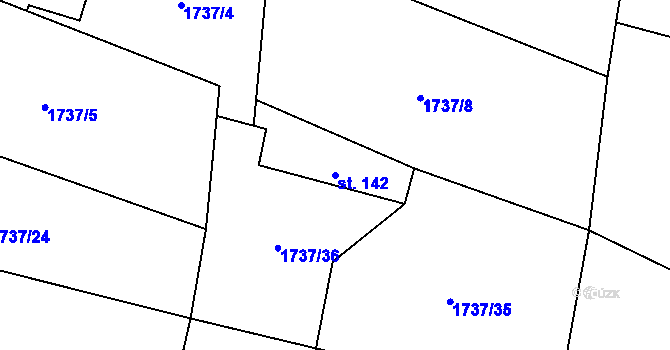 Parcela st. 142 v KÚ Oldřichov u Písku, Katastrální mapa