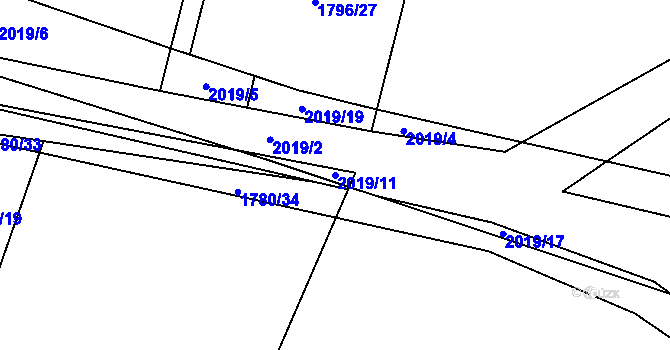 Parcela st. 2019/11 v KÚ Oldřichov u Písku, Katastrální mapa