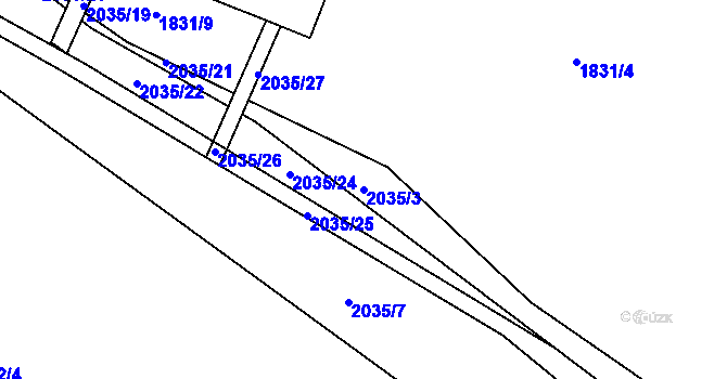 Parcela st. 2035/3 v KÚ Oldřichov u Písku, Katastrální mapa