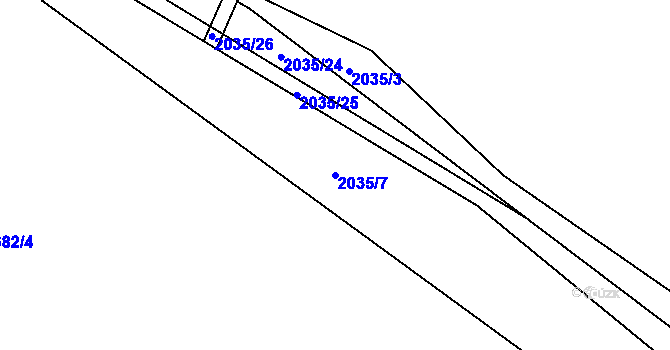 Parcela st. 2035/7 v KÚ Oldřichov u Písku, Katastrální mapa