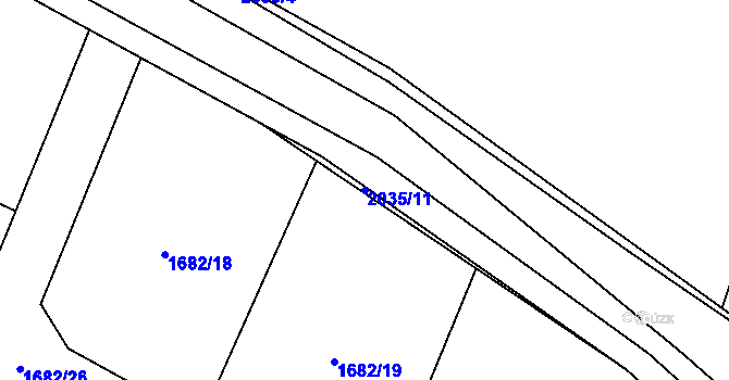 Parcela st. 2035/11 v KÚ Oldřichov u Písku, Katastrální mapa