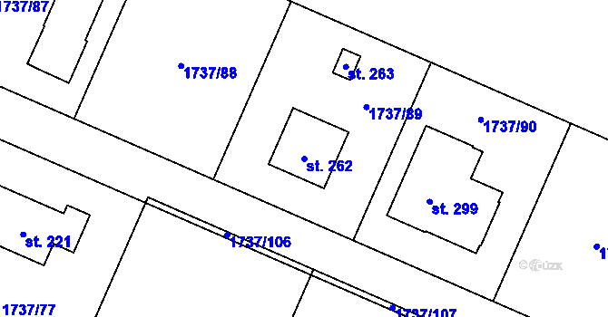 Parcela st. 262 v KÚ Oldřichov u Písku, Katastrální mapa