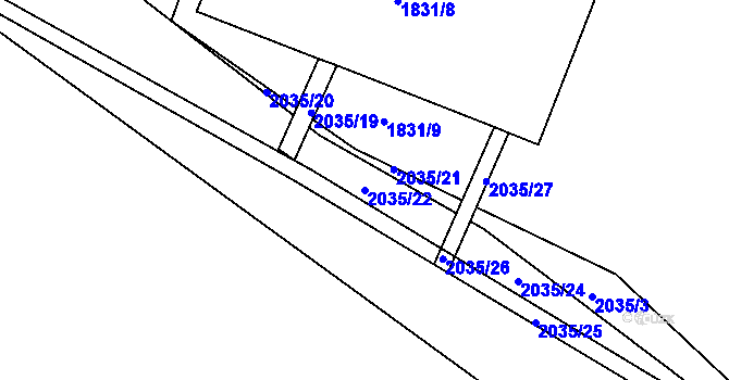 Parcela st. 2035/22 v KÚ Oldřichov u Písku, Katastrální mapa