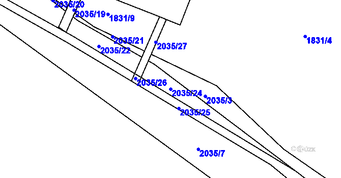 Parcela st. 2035/24 v KÚ Oldřichov u Písku, Katastrální mapa