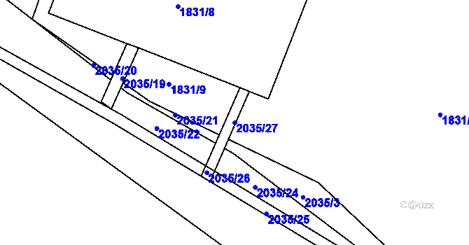 Parcela st. 2035/27 v KÚ Oldřichov u Písku, Katastrální mapa