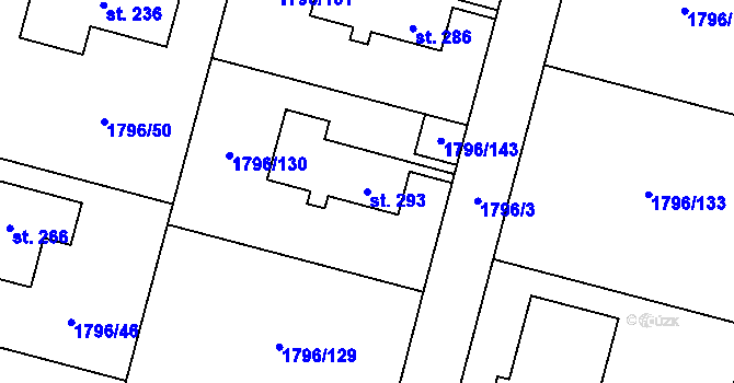 Parcela st. 293 v KÚ Oldřichov u Písku, Katastrální mapa