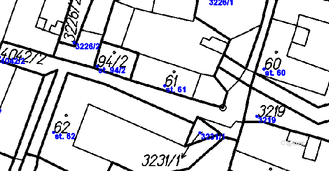 Parcela st. 61 v KÚ Nepodřice, Katastrální mapa