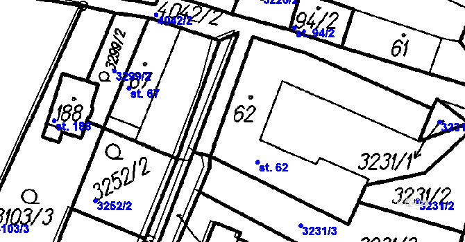 Parcela st. 62 v KÚ Nepodřice, Katastrální mapa