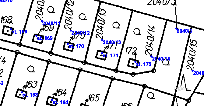 Parcela st. 171 v KÚ Nepodřice, Katastrální mapa