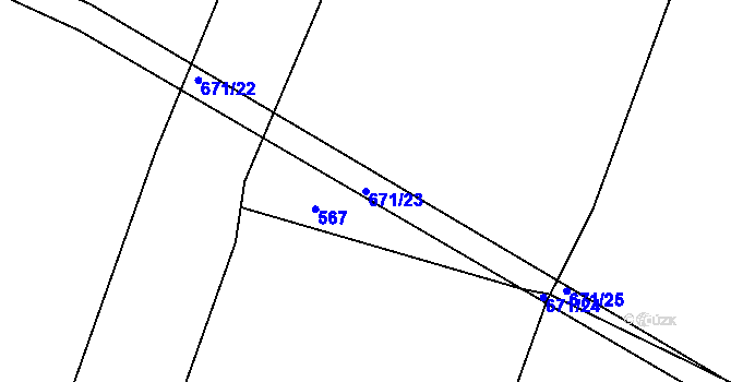 Parcela st. 671/23 v KÚ Nepodřice, Katastrální mapa