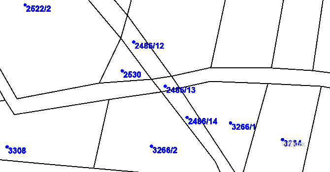 Parcela st. 2486/13 v KÚ Nepodřice, Katastrální mapa