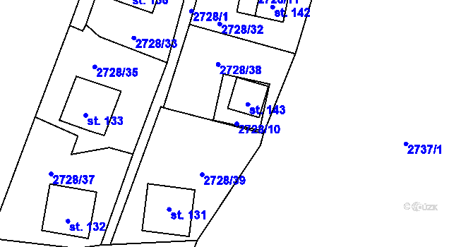 Parcela st. 2728/10 v KÚ Nepodřice, Katastrální mapa