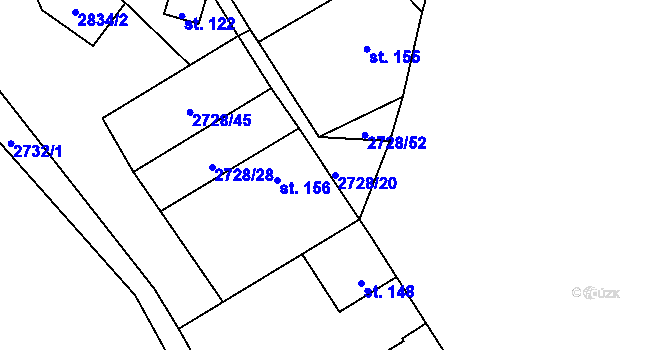 Parcela st. 2728/20 v KÚ Nepodřice, Katastrální mapa