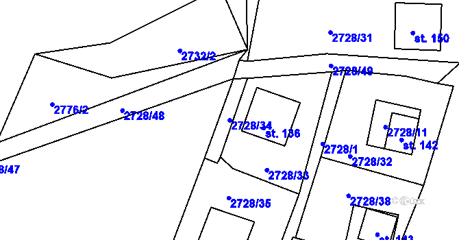 Parcela st. 2728/34 v KÚ Nepodřice, Katastrální mapa