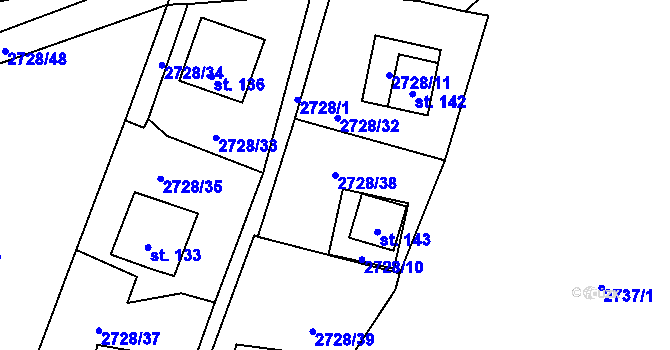 Parcela st. 2728/38 v KÚ Nepodřice, Katastrální mapa