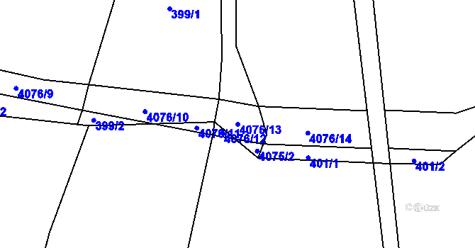 Parcela st. 4076/13 v KÚ Nepodřice, Katastrální mapa