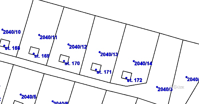 Parcela st. 2040/13 v KÚ Nepodřice, Katastrální mapa